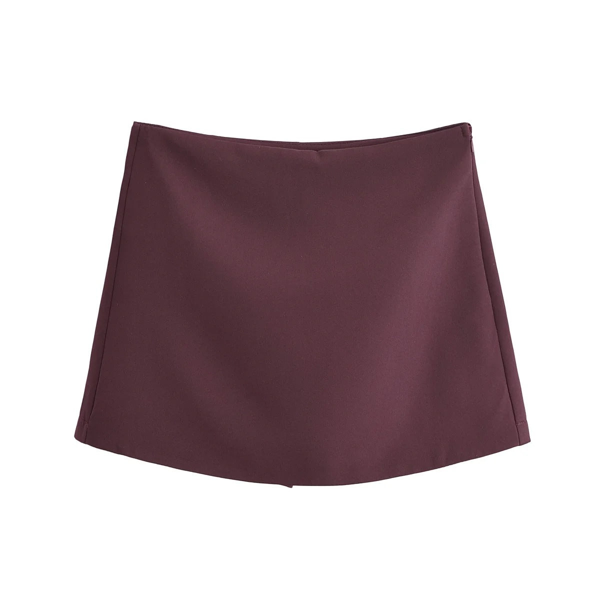 Burgundy High-Waist Mini Skort