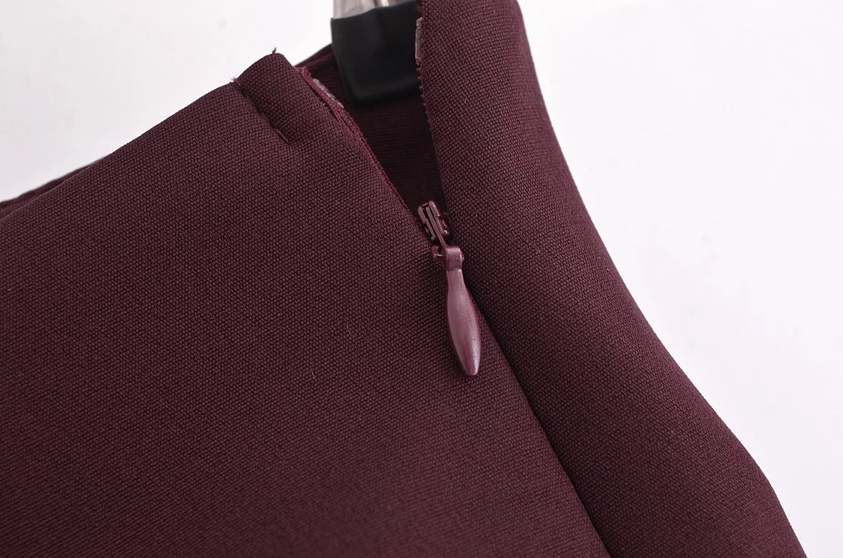 Burgundy High-Waist Mini Skort