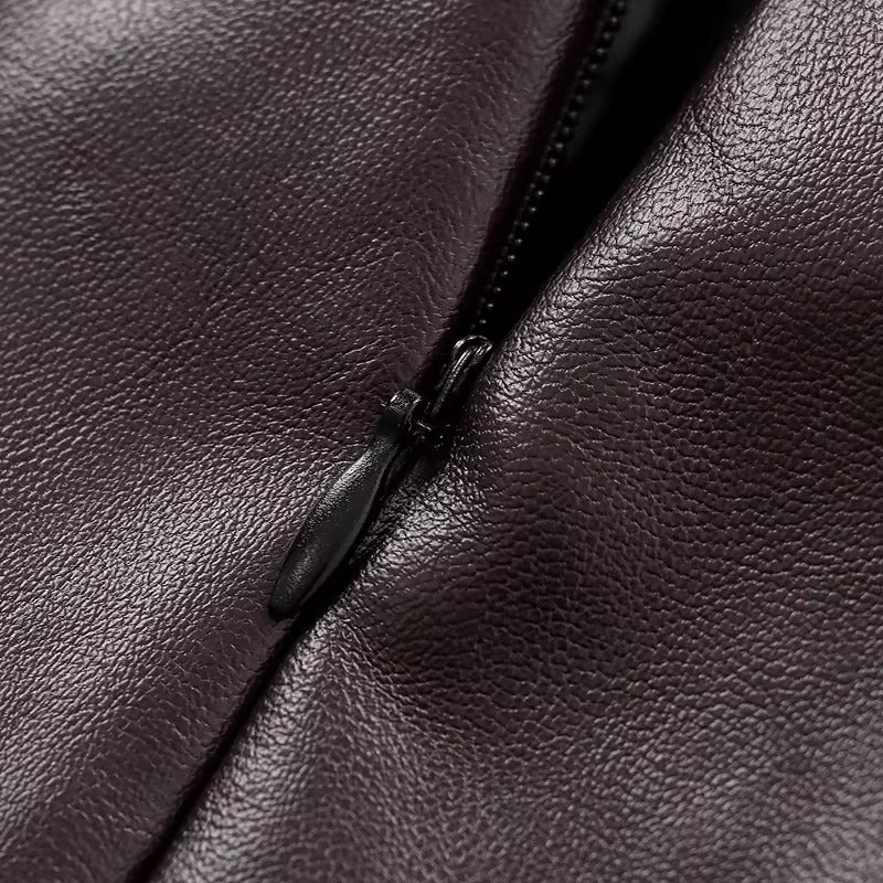 Brown Faux Leather Mini Skirt